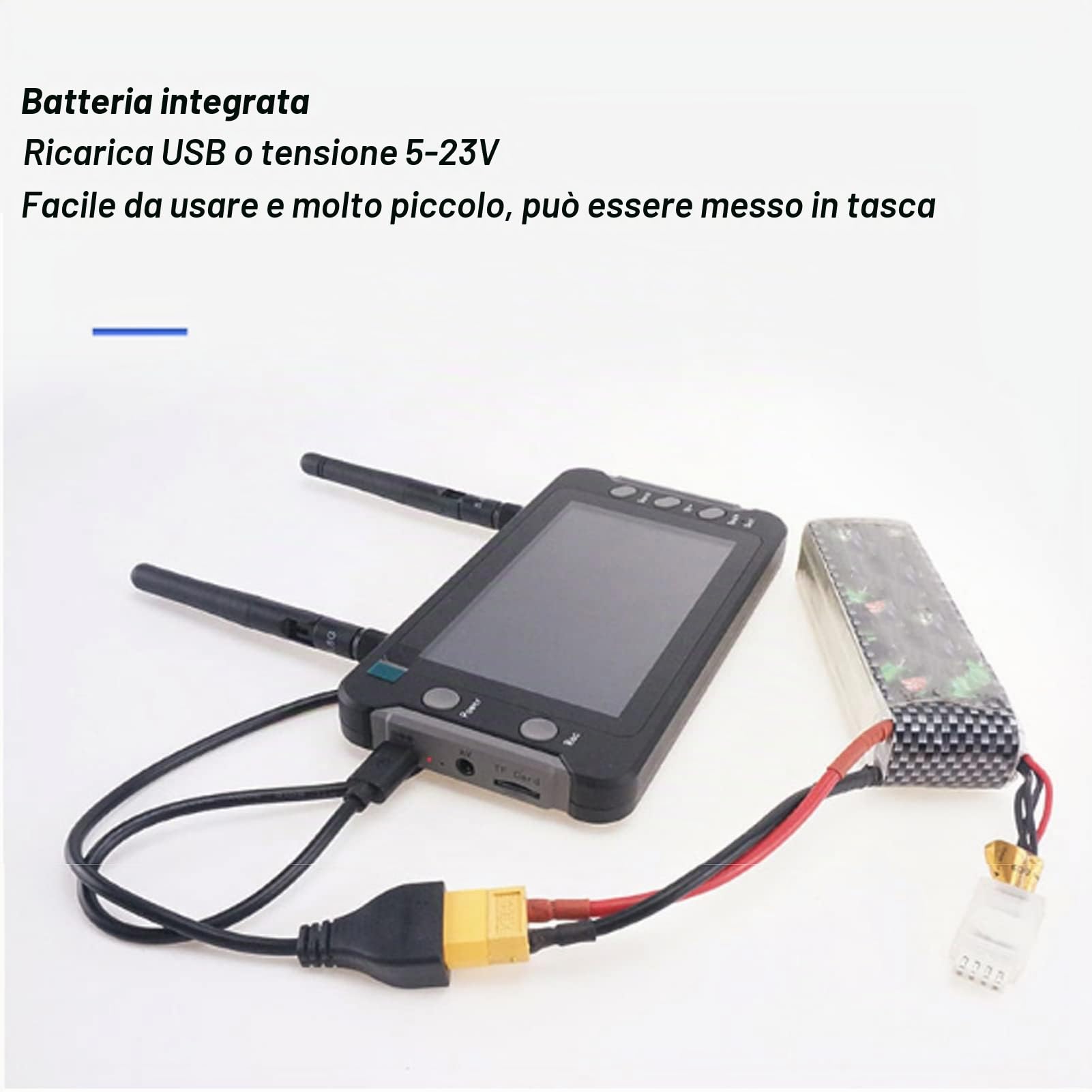 Per Monitor Ricevitore FPV, 4.3 Pollici 5803D 5.8GHz 40CH DVR Funzione 30 Fotogrammi Schermo di Visualizzazione Drone RC Rapporto di Visualizzazione 16:9 per Monitor FPV con Ricerca Automatica per Qua