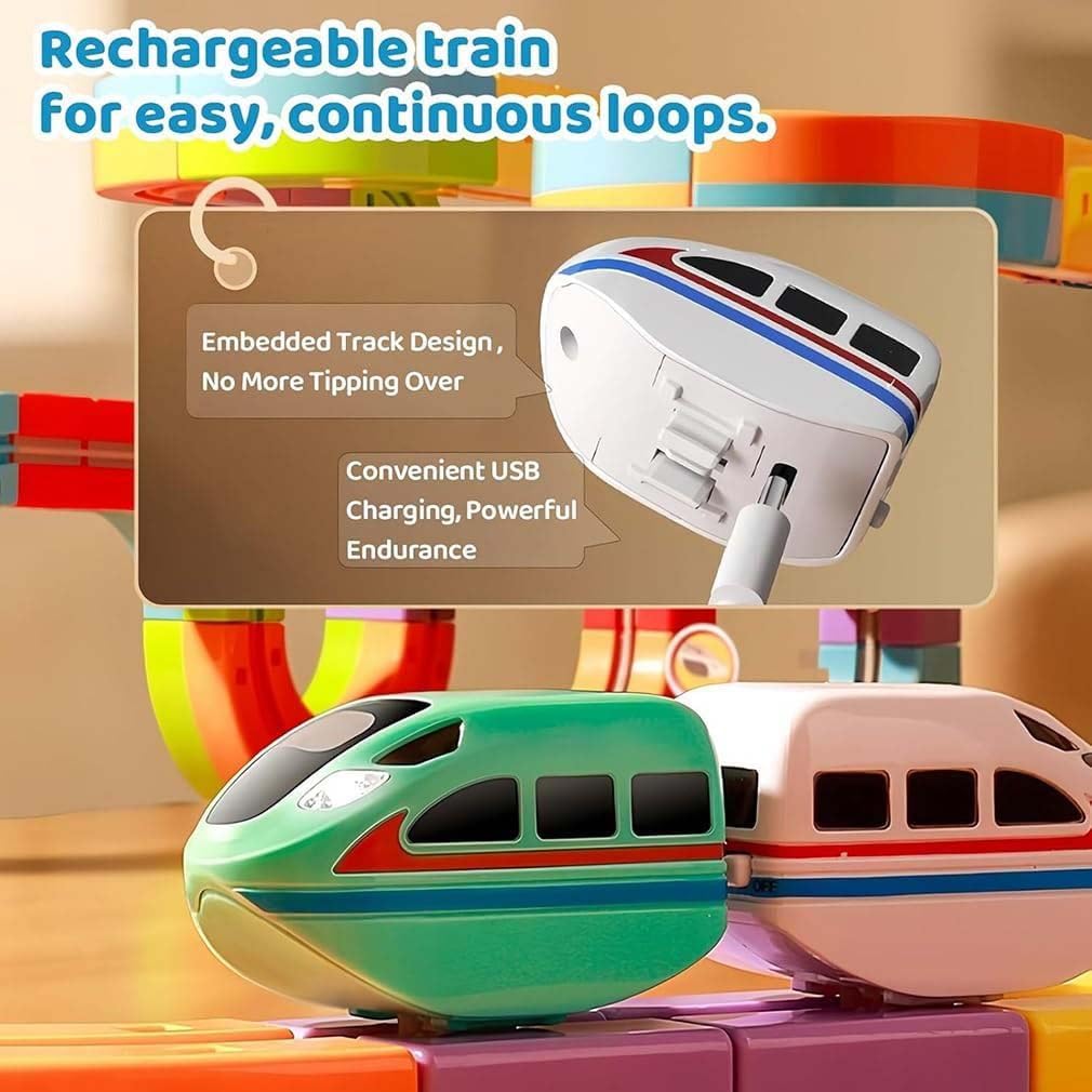 Clickrail Circuit De Train Magnétique Flexible – 68 Pièces, Loopings 360°, Défie La Gravité, Recharge USB – STEM, Dès 4 Ans