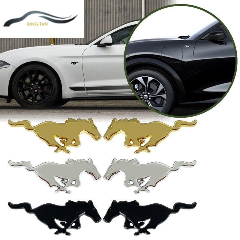 Image of VRT 3D Chrome Emblem Automotive Car, Bike Badges Logo Self Adhesive Sticker (Horse, Gold)
