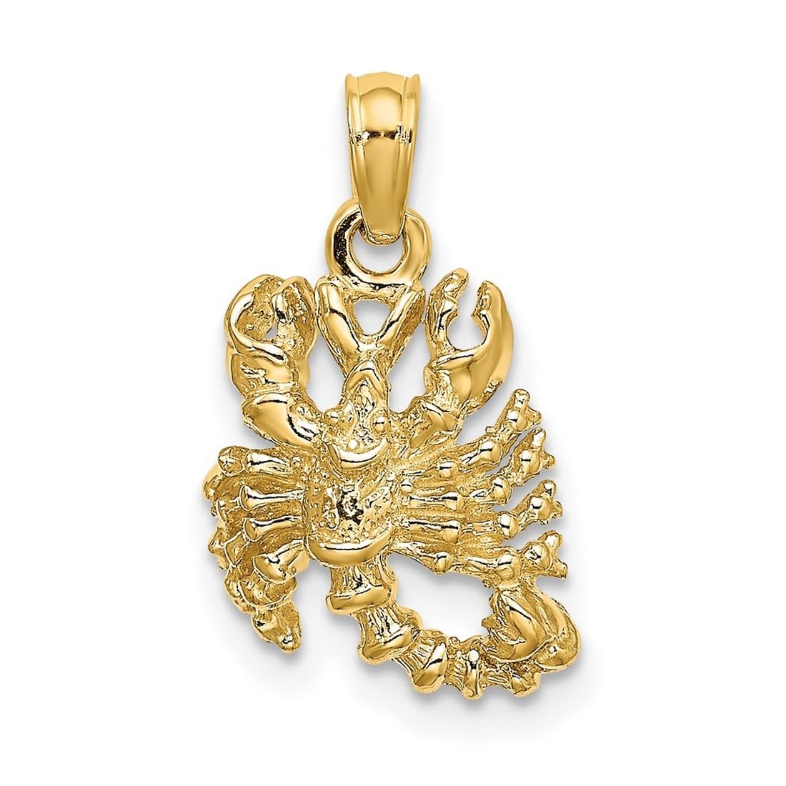 Halskette mit Sternzeichen-Anhänger aus 14 Karat Gelbgold, massiv, poliert, 3D-Skorpion-Anhänger, Maße: 19 x 11 mm, Schmuck für Damen, One Size, Metall Gelbgold Goldfarben Aus Metall Gelbgold, Kein