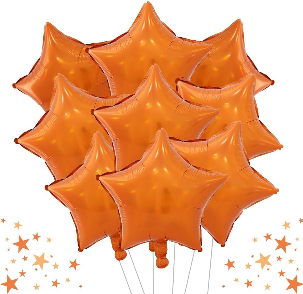 DecoGlee 15Pcs 18 Inch Large Iridescent Orange Star Shape Foil Balloons Big Stars Helium Mylar Ballons for Birthday Wedding Bridal Shower Anniversary Engagement Party Decorations Supplies — image 1