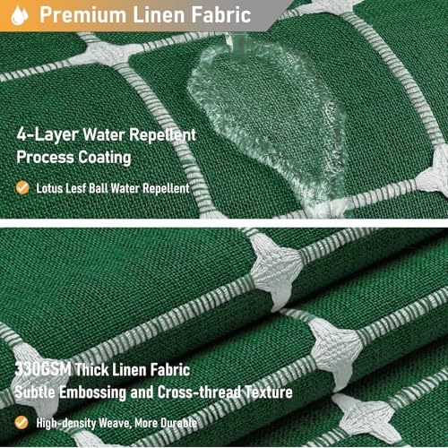 Image of BTTN Extra Long Shower Curtain - 72x96 Inch Long Boho Linen Fabric Heavy Duty Shower Curtain Set with Hooks, Tall Bohemian Farmhouse Shabby Chic Tassel Shower Curtains for Bathroom - Emerald Green