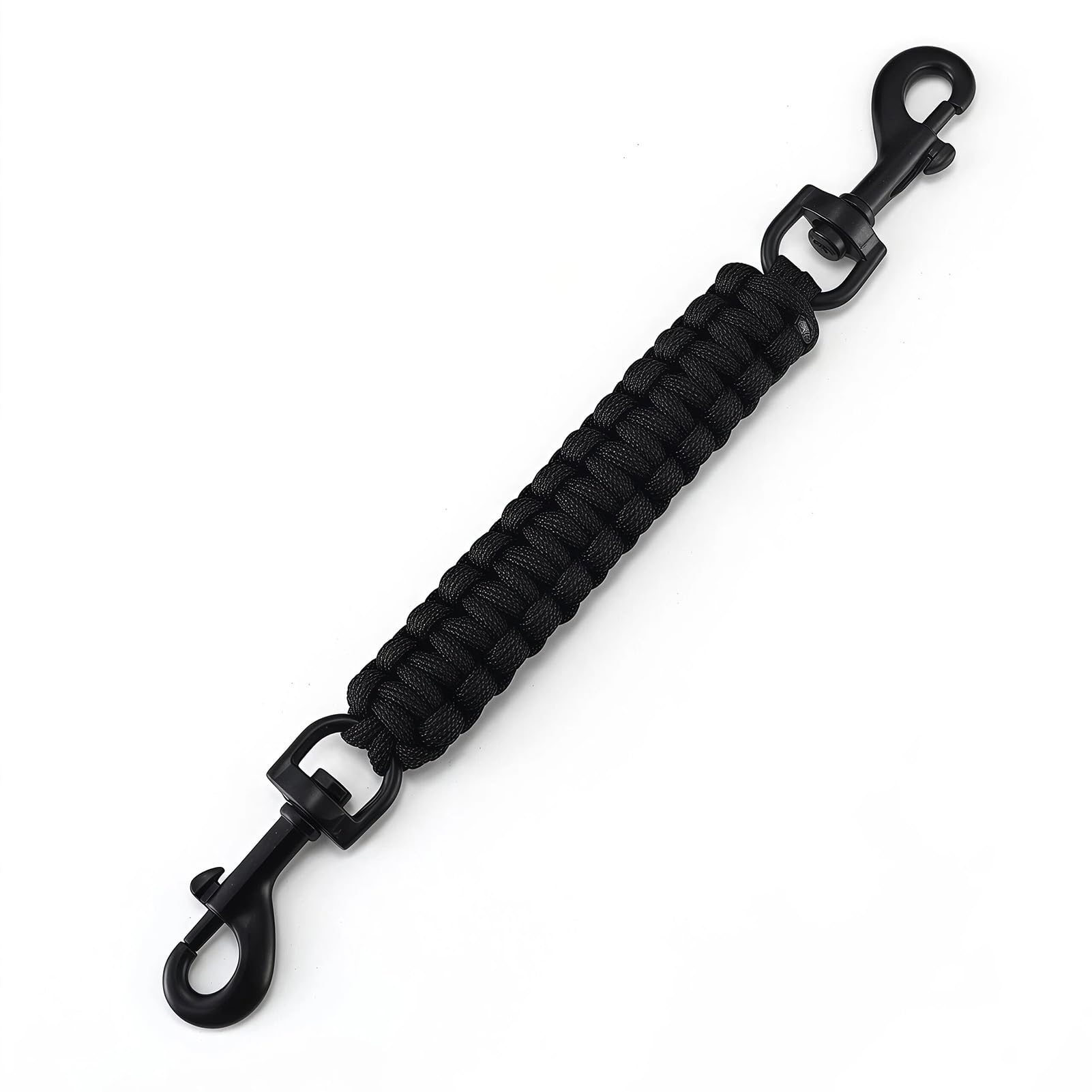 JOVIA Dog Collar Safety Clip, Double Ended Clasp Leash Connector, Handmade Backup Safety Strap, Suitable for Dog Harnesses, Collars and Vests，for Walking Training Outdoor Running (Black)