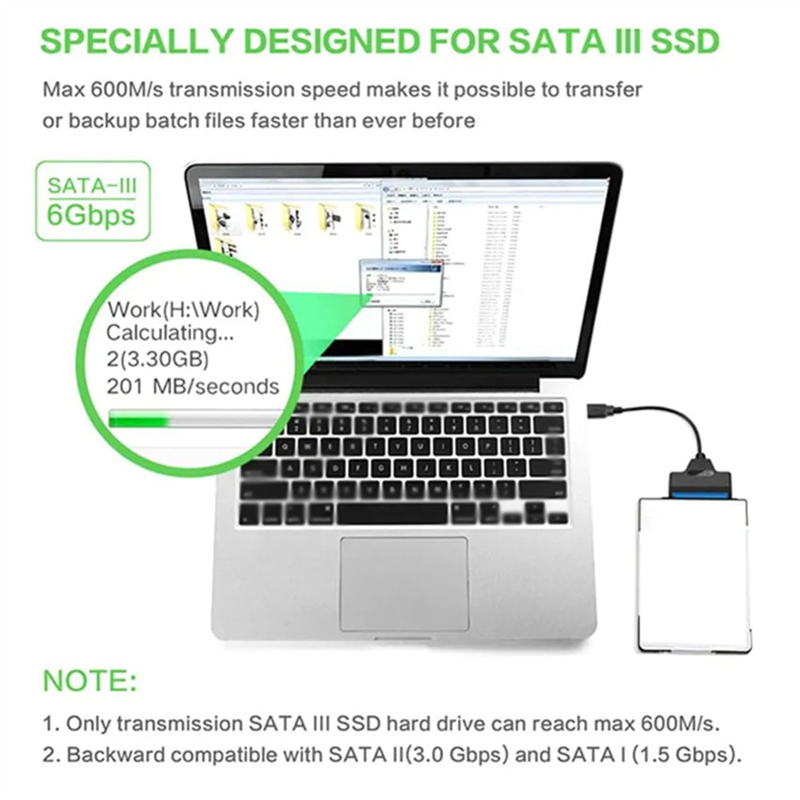 Adapter SATA na USB C do 2,5 cala SSD/HDD, typ C na SATA adapter kablowy konwerter obsługuje UASP 6 Gbps kabel do konwertera dysków twardych do komputerów typu / urządzeń mobilnych/stołowych