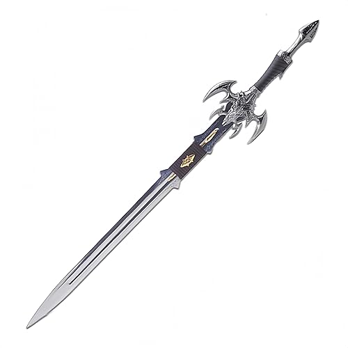 Sword Valley Dark Elf Excalibur - Golden/Silver 107 cm/42.13" - Stainless Steel Blade Hand Forged with Exquisite Details - Cosplay Props Anime Game All-Metal Sword - Suitable for Collection - Silver