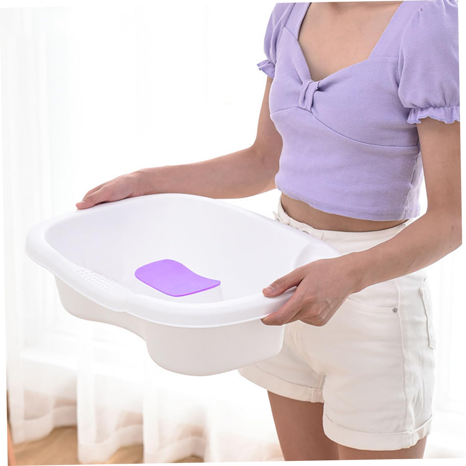 Lavatesta Bianco in Plastica Supporto Collo e Spalle | Lavaggio da Sdraiati, Design Ergonomico, Uso Domestico, Adatto a Ragazzo Ragazza e Gestanti