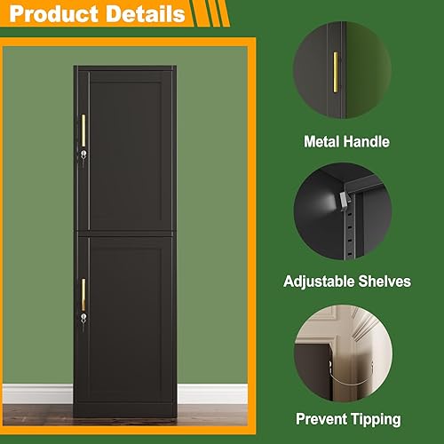 Miniatura 4 de Ckzbk - Armario de almacenamiento, 67 pulgadas, con bloqueo de herramientas, casilleros para escuela, dormitorio, gimnasio, oficina en casa, entrada