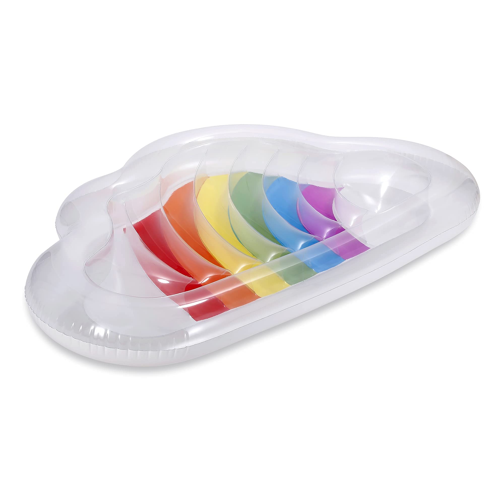 Playday Over-SizedLarge Inflatable Pool Float Colorful Rainbow 6ft Wide Puncture-Resistant Materials