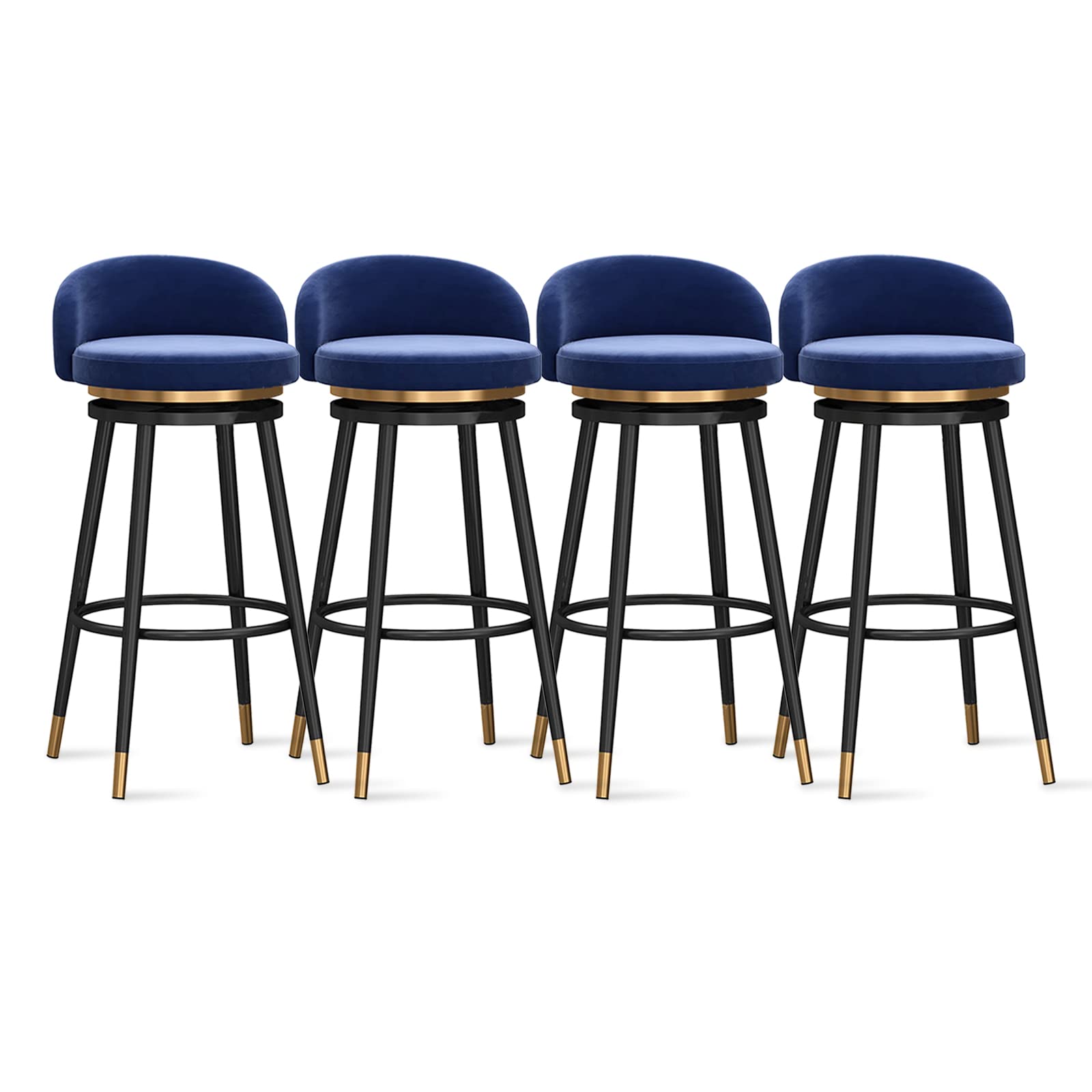 IUokLU Velvet Barstools with Back Modern Kitchen Stools for Breakfast Bar Upholstered Swivel Counter Chair for Kitchen Island 1 PCS(Blue-4 PCS)
