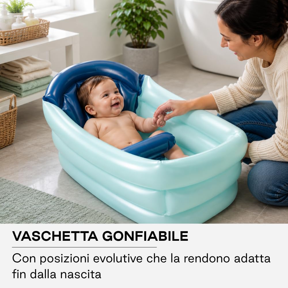 Jané Vaschetta Gonfiabile Bambino 3 Posizioni, dalla Nascita, 30L, Evolutiva con Separatore e Poggiatesta, Antiscivolo, Blu