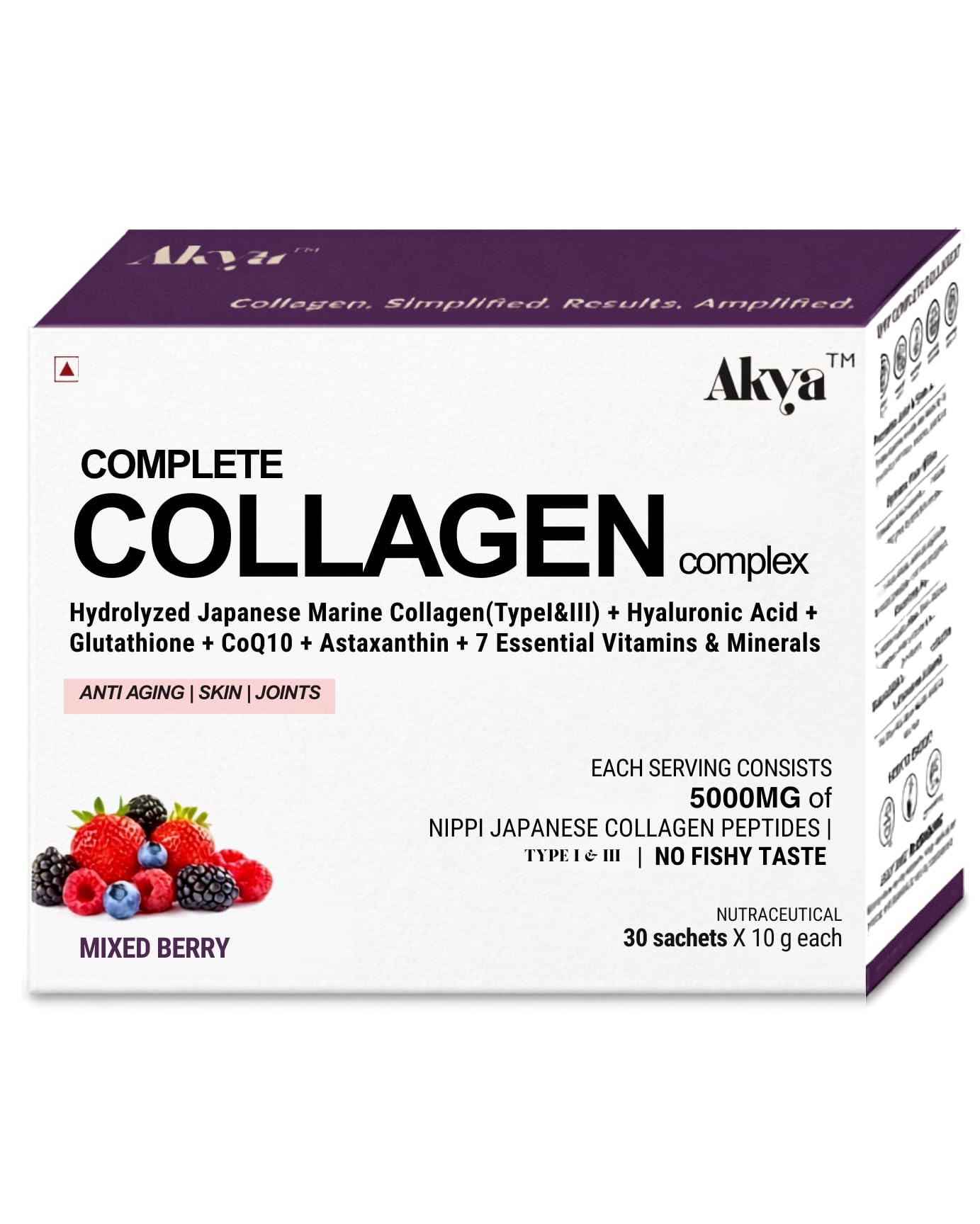 Akya Complete Collagen Complex | Mixed Berry | 30 Sachets | Collagen Peptides for Skin Radiance, Hair & Nail Health, Joint Support | Daily Beauty Supplement-image-10