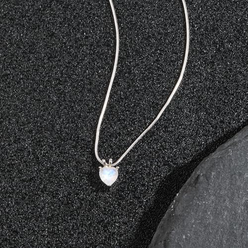 Natural Moonstone Heart Pendant Necklace Real Moonstone Moon Stone Jewelry for Women2