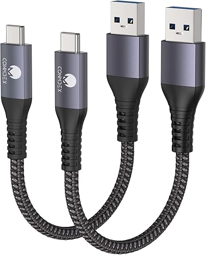 CONMDEX - Cargador tipo C de 10 Gbps, (paquete de 2, 30,5 cm), USB 3.1 Gen 2, para Android Auto, cable USB C corto de carga rápida 3A, para Samsung CONMDEX - Cargador tipo C de 10 Gbps, (paquete de 2, 30,5 cm), USB 3.1 Gen 2, para Android Auto, cable USB C corto de carga rápida 3A, para Samsung