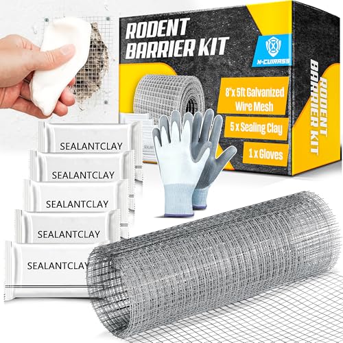 Rodent Barrier Kit 8inx5FT Galvanized Wire Mesh+5PCS Repair Sealing Clays
