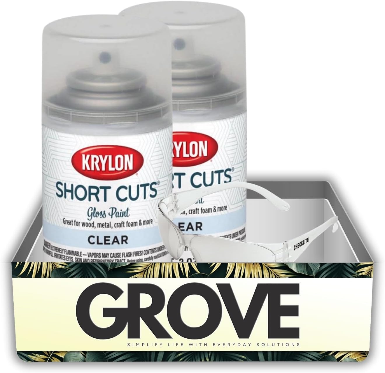 2x Krylon Short Cuts Gloss Clear Coat Spray Paint for Plastic & More 3 Oz Bundle With Safety Glasses – Fast-Drying Indoor Enamel For Crafts, Wood, and Metal – Inverted Spray – Gift Set (3 Items)