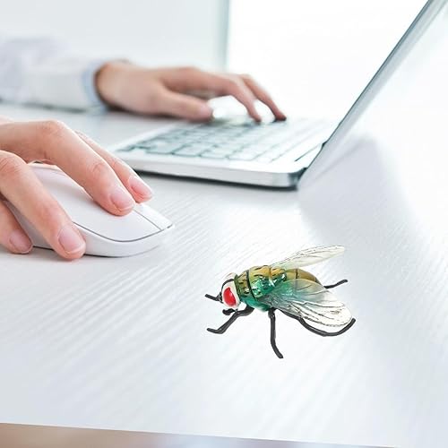 Miniatura 9 de VOSAREA Figura de mosca de plástico verde, gran mosca falsa realista, grande, modelo de plástico simulado, juguete cognitivo, aterrador, difícil