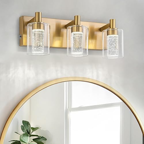 Miniatura 15 de SineRise Luz de tocador con 3 modos de color (3000K/4000K/6000K), lámpara de baño LED de protección ocular, lámpara de pared moderna regulable sobre