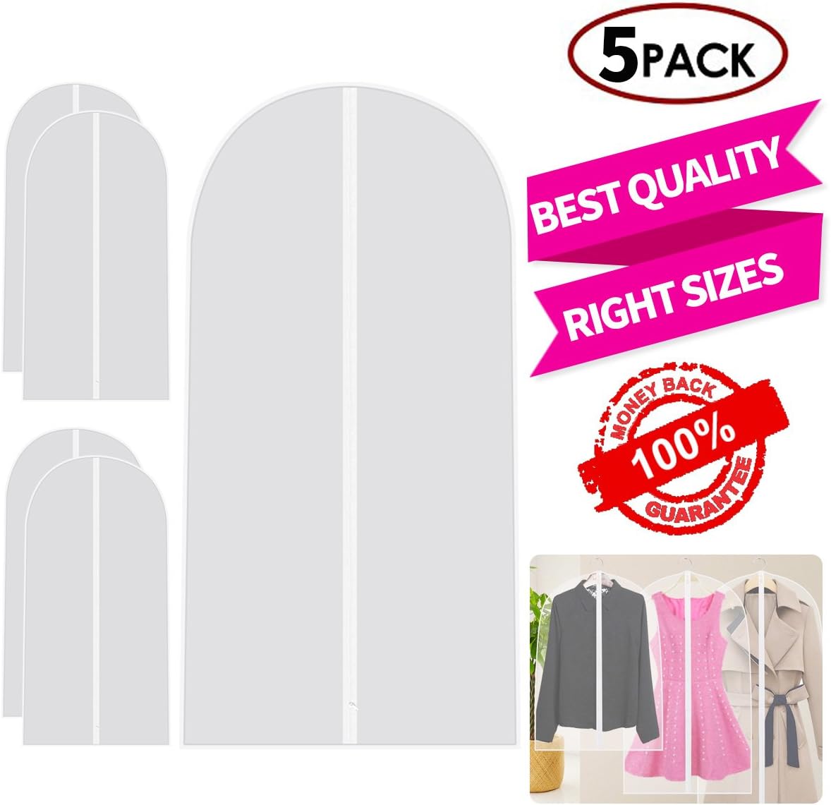 Garment Cover Bags Suit Cover Bag Dust Cover for Clothes Travel Storage