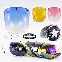 Vista 6 de MOTUZP Visera retro de burbujas para motocicleta para medio casco abierto, transparente, resistente al viento, antirreflejo, protección UV, fácil