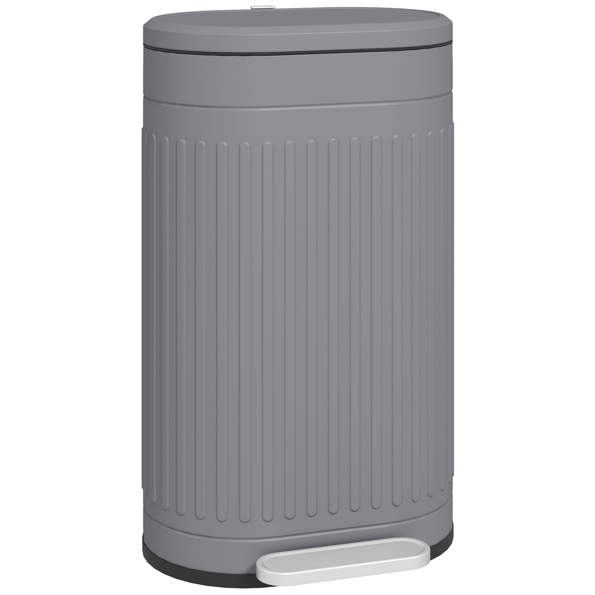 HOMCOM 30L Pedal Bin, Metal Kitchen Bin with Soft-close Lid, Grey | Size: Medium