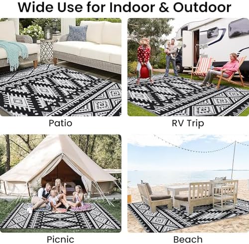 OLANLY 4x6 Waterproof Outdoor Rugs, Reversible Plastic Straw Patio Rug — view 6