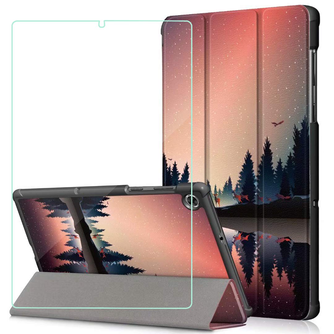 Brifu Coque de protection pour Lenovo Tab M10 FHD Plus 10.3 Pouces, coque de protection ultra-mince, PU de haute qualité avec fonction de support,Crépuscule + 1x film de protection en verre trempé