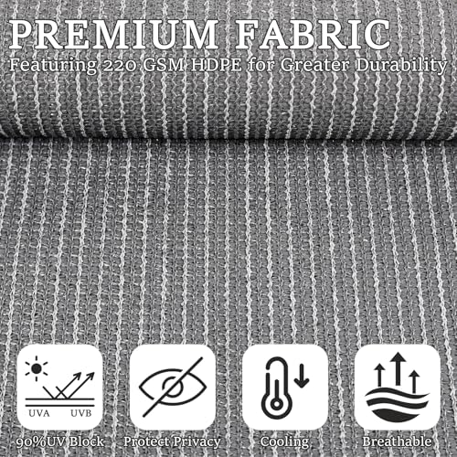 Image of Custom Size 85'' W x 96'' H Outdoor Roller Shades, Cordless Patio Roll Up Outdoor Blinds with UV Protection, Exterior Sun Shade Cloth for Porch, Gazebo, Balcony, Pergola, Grey