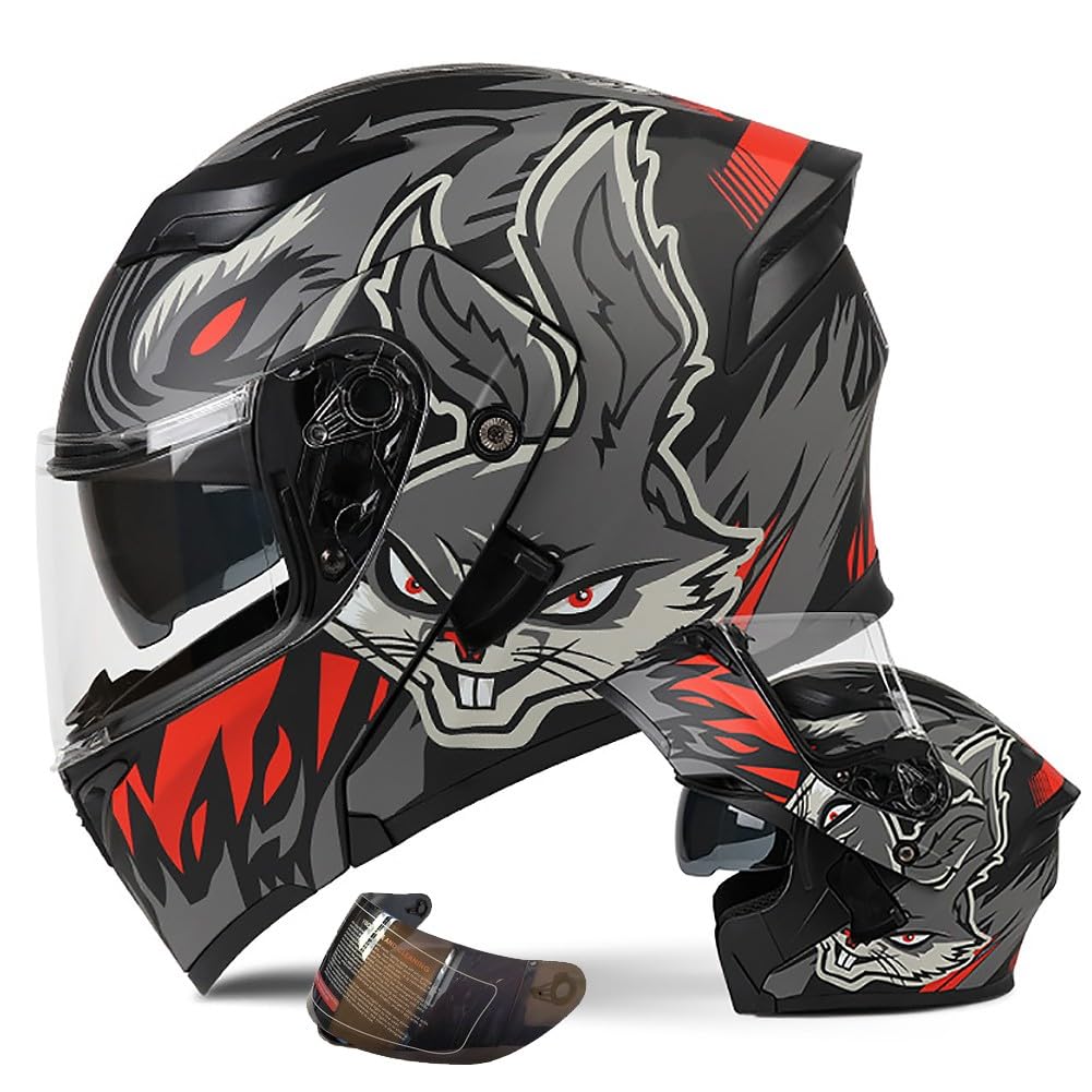 Motorradhelm Motorrad Klapphelm Modularer Helm mit Doppelvisier Integralhelm DOT/ECE Zertifiziert Integriert Helm Roller Moped Street Racing Sturzhelm für Erwachsene Frauen Männer