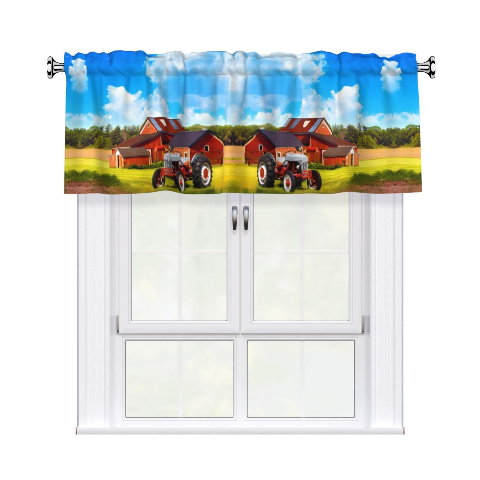 YYHHAOFA Company Farm Tractor Prints Durable Kitchen Window Layer – 54x18 Inch 100% Polyester Valance with Precision Construction