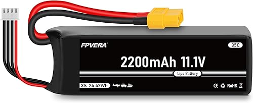 FPVERA 3s Lipo Batería 35C 2200mAh 11.1V Lipo Batería con XT60 Conector para Avión RC Quadcopter Helicóptero FPV Drone