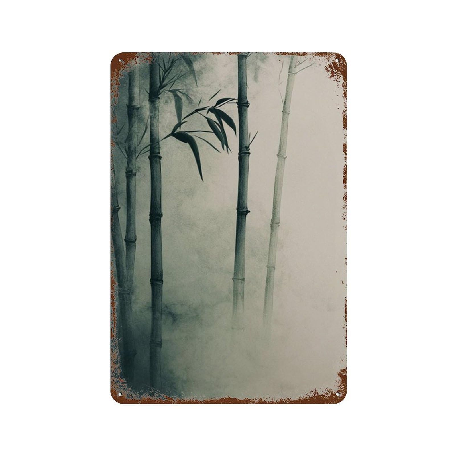 xiaoxiaoshen Bamboo Japanese Zen Nature Minimal Botanical Calm Neutral Interior Work Wall Decor Art Metal Tin Poster Modern Home Decor Art Home Bar Shop Decorations Vintage Sign 30x20cm