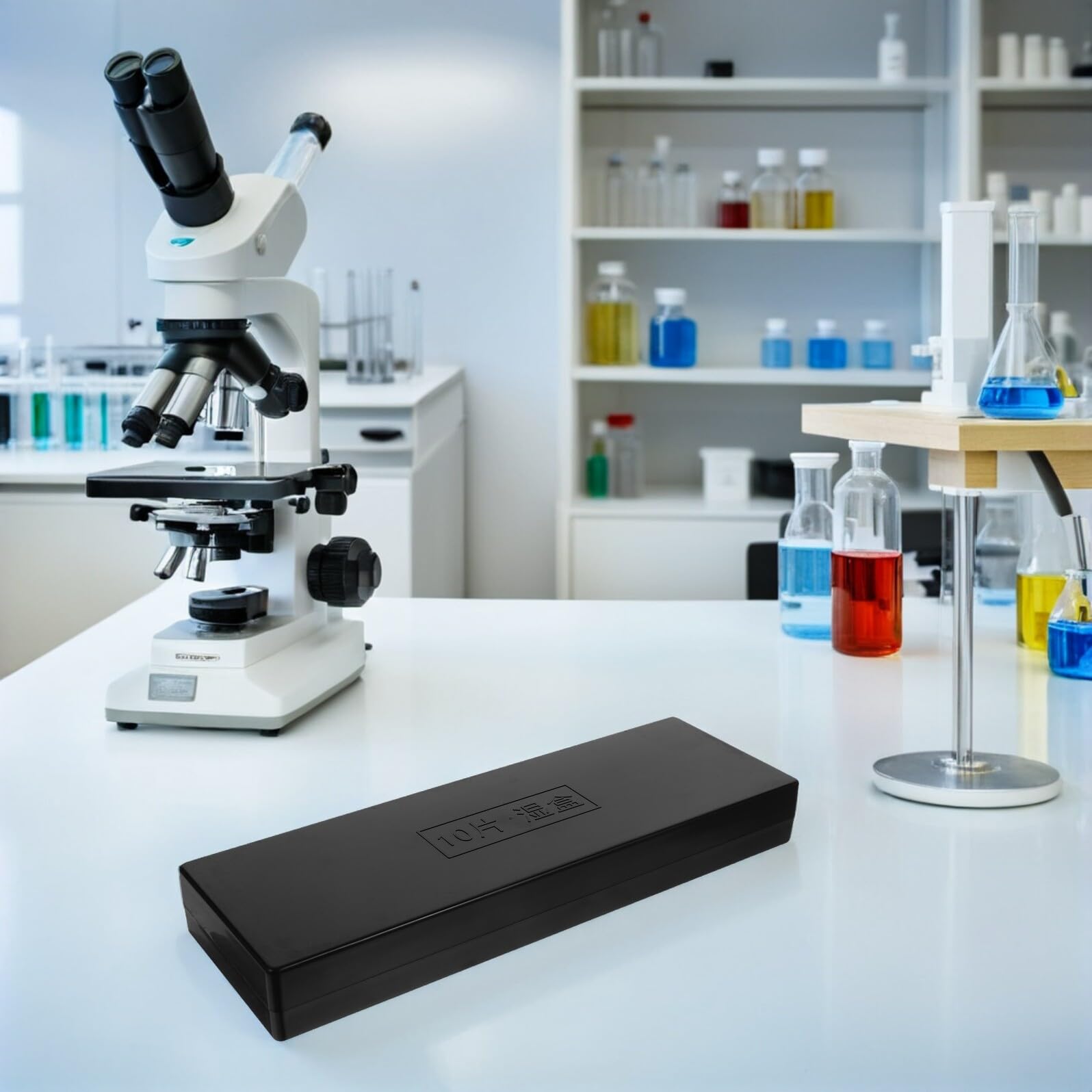 2 Stück Schwarze Kunststoff Objektträgerboxen für Laborproben