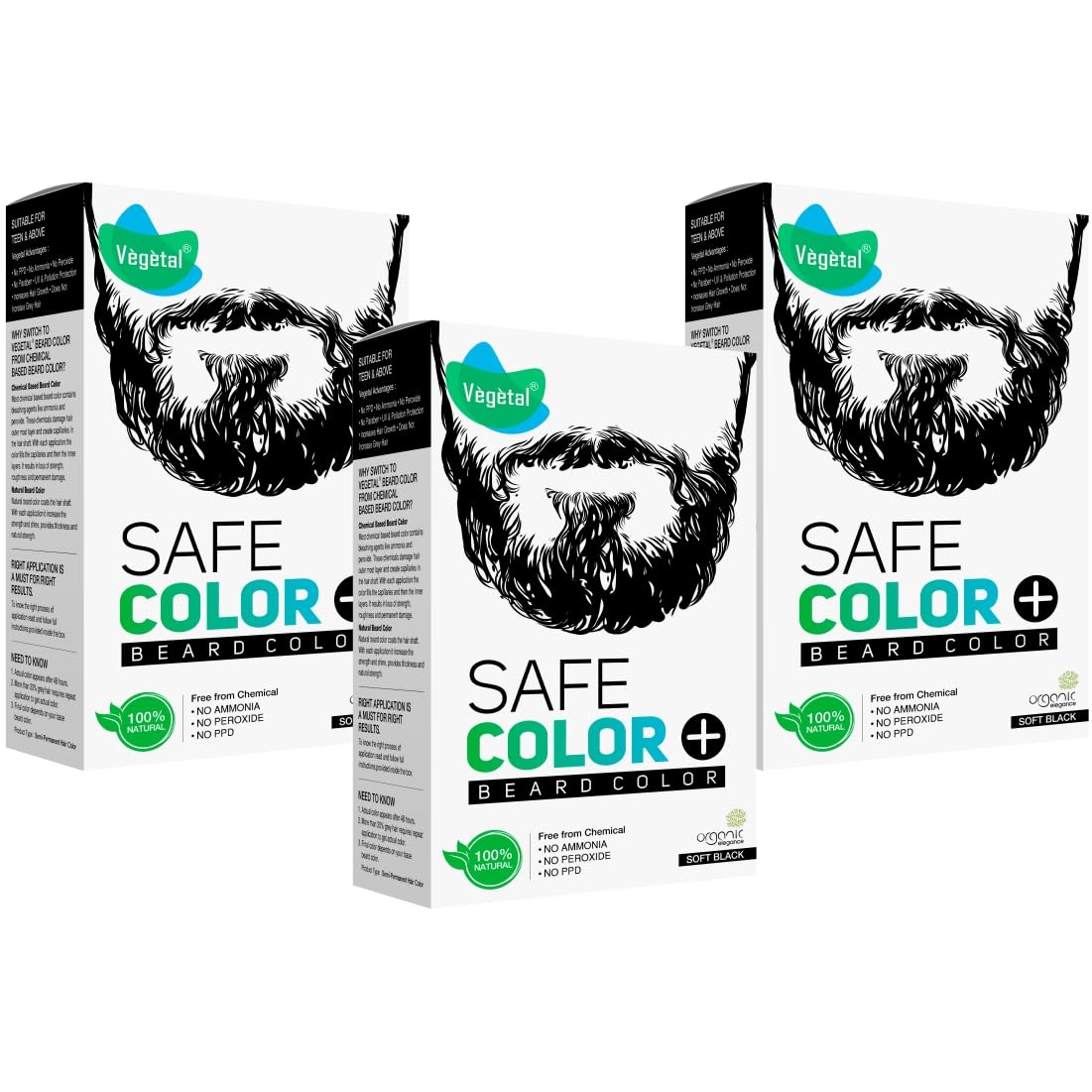 Vegetal Safe Color Natural Beard Colour, Chemical-Free, Soft Black, 25g. (Pack of 3)-picture-20