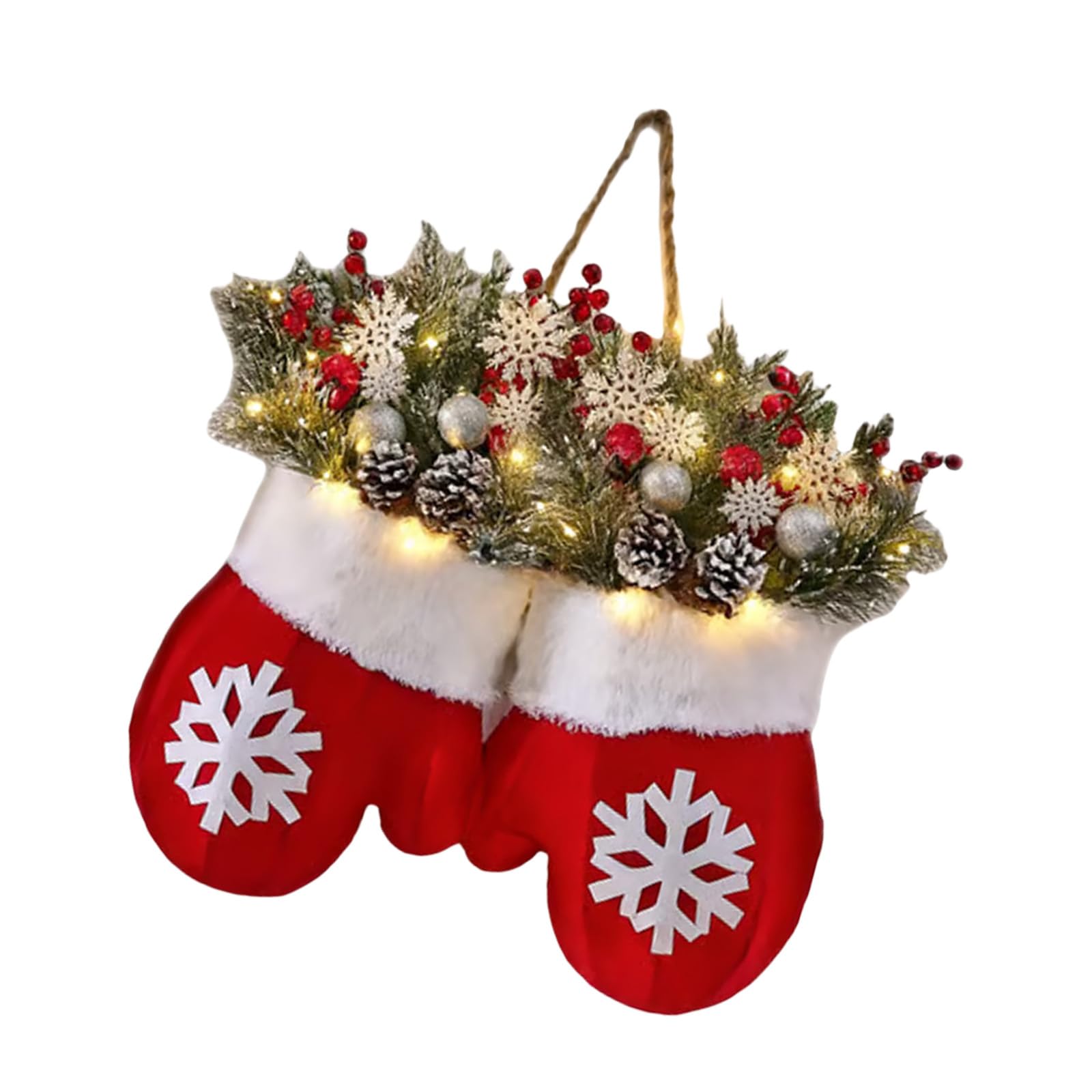 Yhplxyuus Bright LED Holiday Wreath Feature Twinkling Lights Weather Proof Design for Whole Year Seasonal Displays Frosted Pinecones Door Ornament