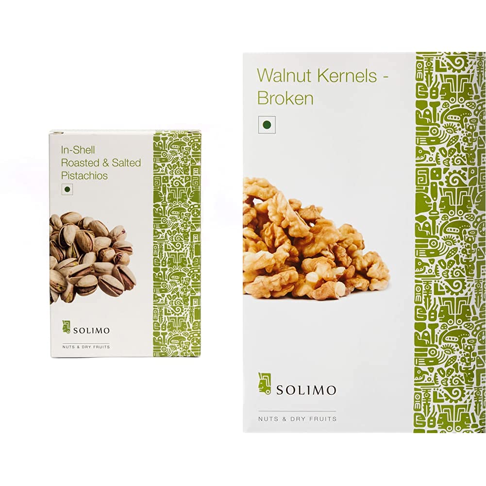 Amazon Brand - Solimo Premium Roasted and Salted California Pistachios, 250g & Amazon Brand - Solimo Premium Walnut Kernels - Broken, 500g (B093G1FL5R) Amazon Price History, Amazon Price Tracker