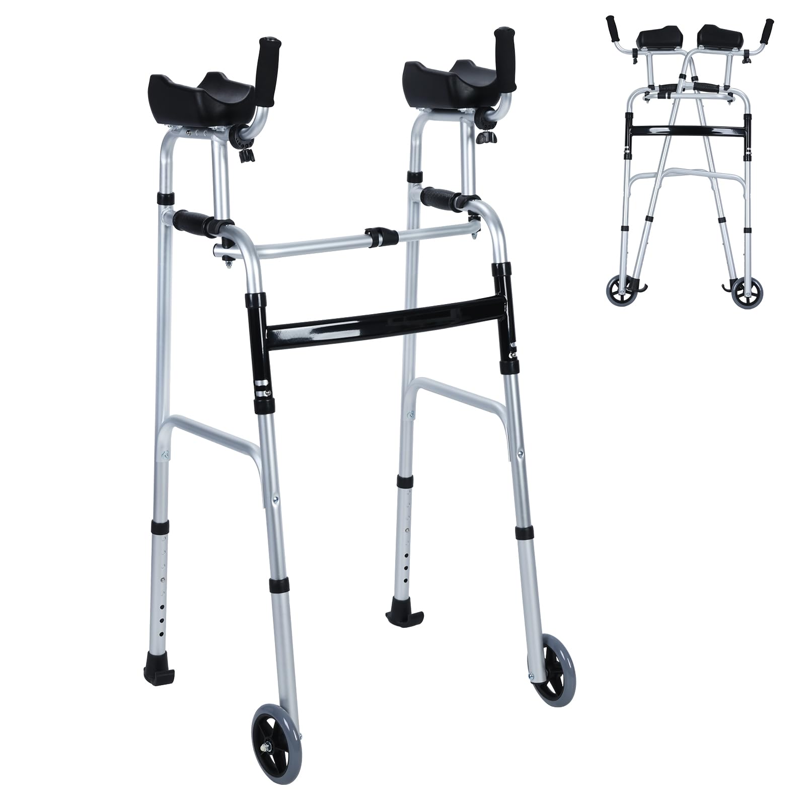 Andador vertical plegable con apoyabrazos para personas mayores, resistente, para personas mayores, discapacitados y discapacitados 1