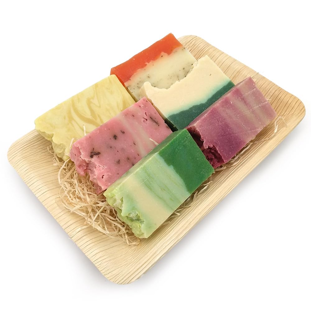 Set regalo de 6 jabones naturales para todo tipo de piel - Cesta regalo jabones artesanos elaborados con aceite de oliva - Regalo original: Día de la madre, San Valentín - Hecho en España