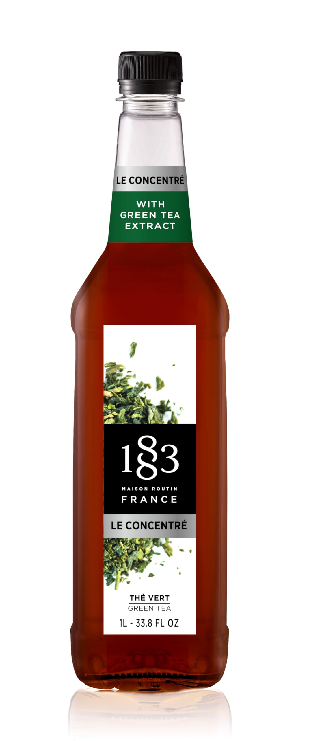 1883 Maison Routin Premium Green Tea Concentrated Syrup Made with Pure Cane Sugar for Tea, Cocktails & Mocktails - Herbal Tea Flavour, 1L PET Bottle