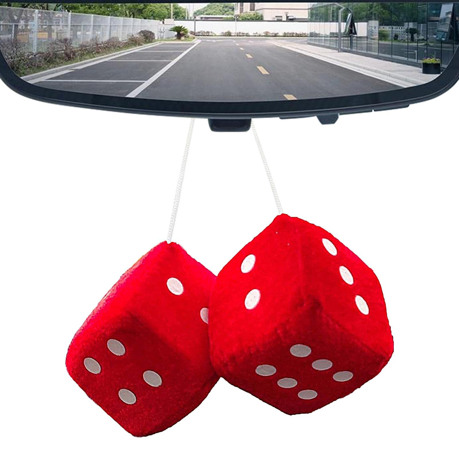 Dadi Peluche Appendibili Per Auto - Coppia Nera Con Puntini, Accessorio Retr&ograve; Per Specchietto