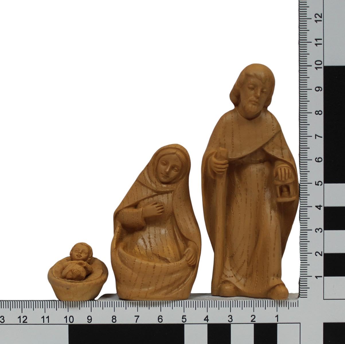 ZICOM Krippenfiguren Miniaturfiguren Krippenset 15-teilig modern Holzoptik Höhe 10,1cm handbemalt Polyresin, Modellbau Puppenhaus