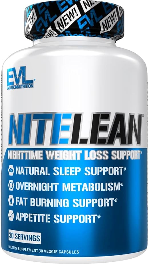 Evlution Nutrition Night Time Fat Burner Support - Overnight Sleep and Weight Loss Support Pills with Thermogenic Green Tea and White Kidney Bean Extract - Diet Pills That May Help Stubborn Fat Loss