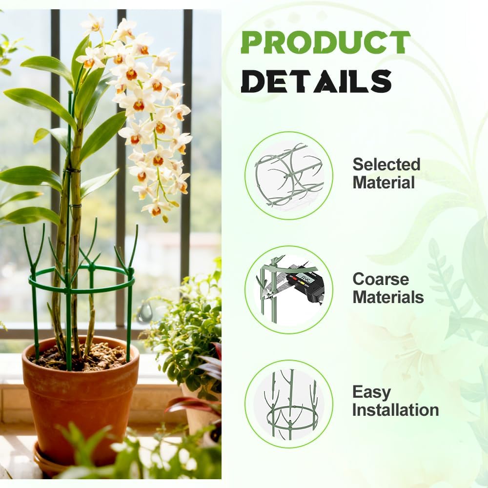 Stackable Monstera Plant Support,2025 New Plant Support Stakes for Indoor and Outdoor,Potted Climbing Plants Structures Sticks with Cage Rings for Monstera,Pothos,Strawberry (Stakes Set/3pcs)