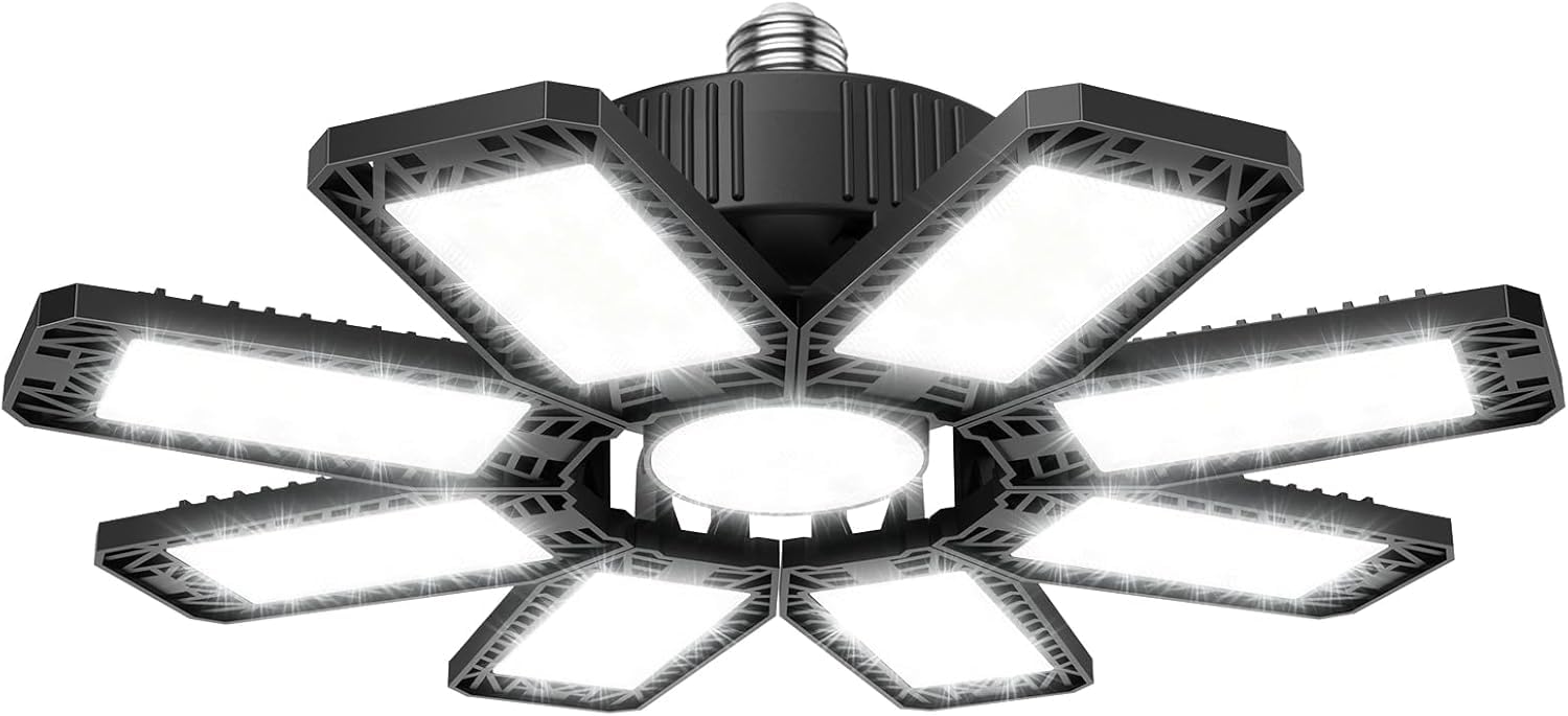 ISKYDRAW LED Garage Light 240W 24000LM Garage Lights Ceiling LED with 8 1 Deformable Panels 6500K Daylight Garage