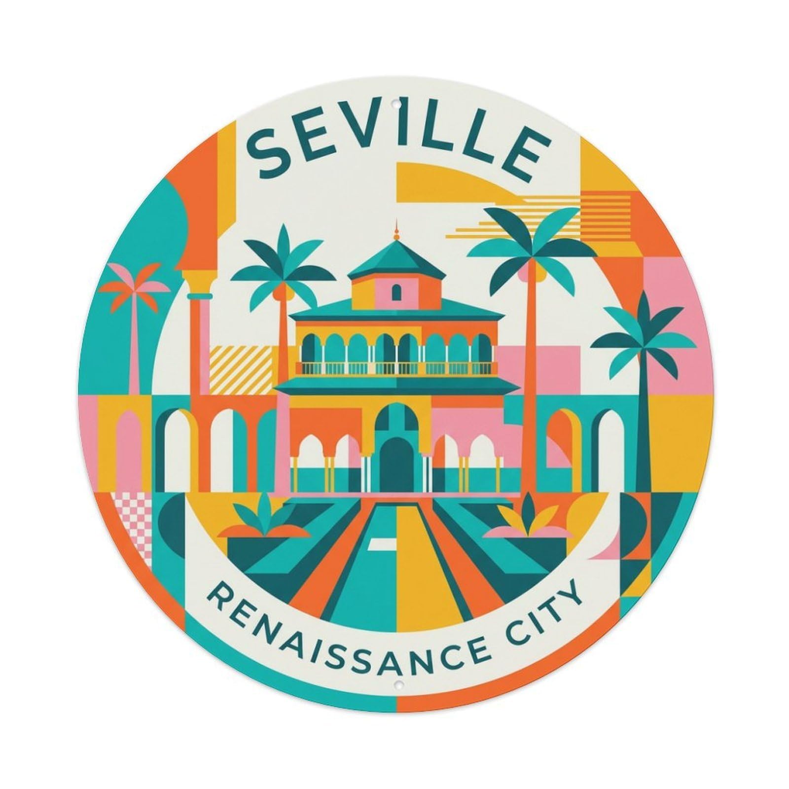 Xanthor Style Vintage Travel Seville Spain Setting Metal Tin Sign