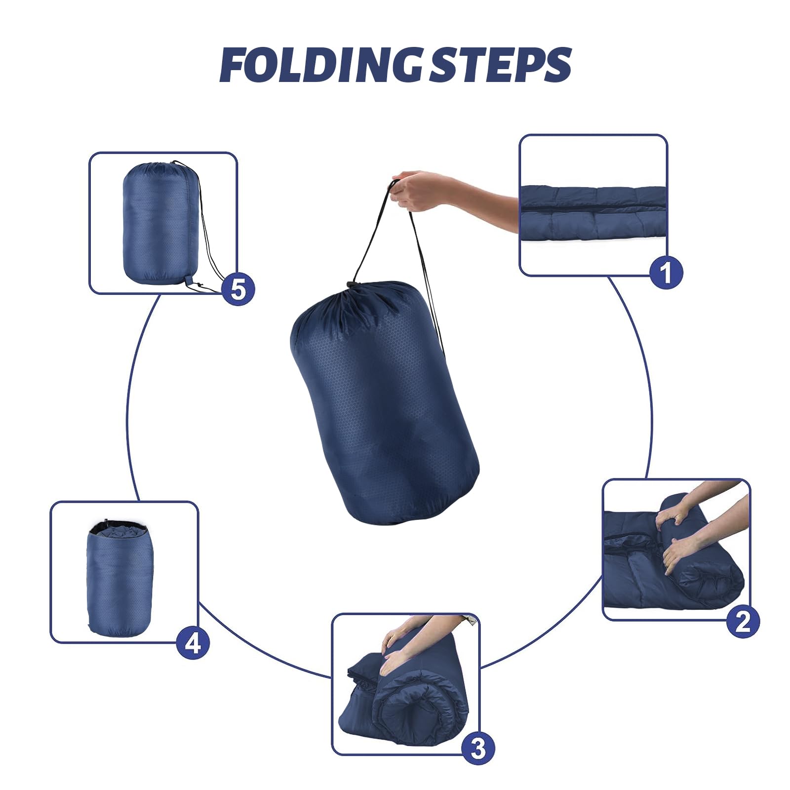 Tiazhan Saco de Dormir, Saco de Dormir Ultraligero para una Sola Persona de 4 Estaciones para Adultos y Niños, Saco de Dormir Cálido e Impermeable, Elementos Esenciales - 220 x 80 CM (Azul)