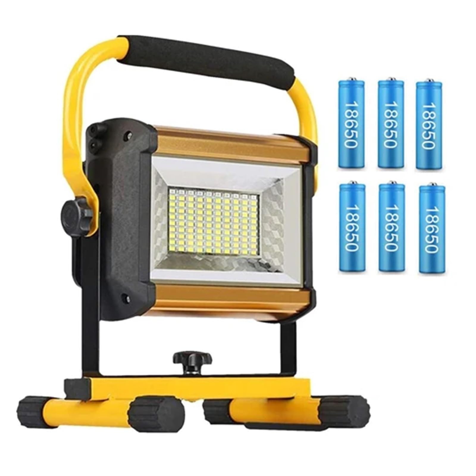 100W Waterproof Flood Light Outdoor Reflector LED External Projector RGB Spotlight Searchlight Rechargeable By 6 * 18650 Battery(100W with Battery)