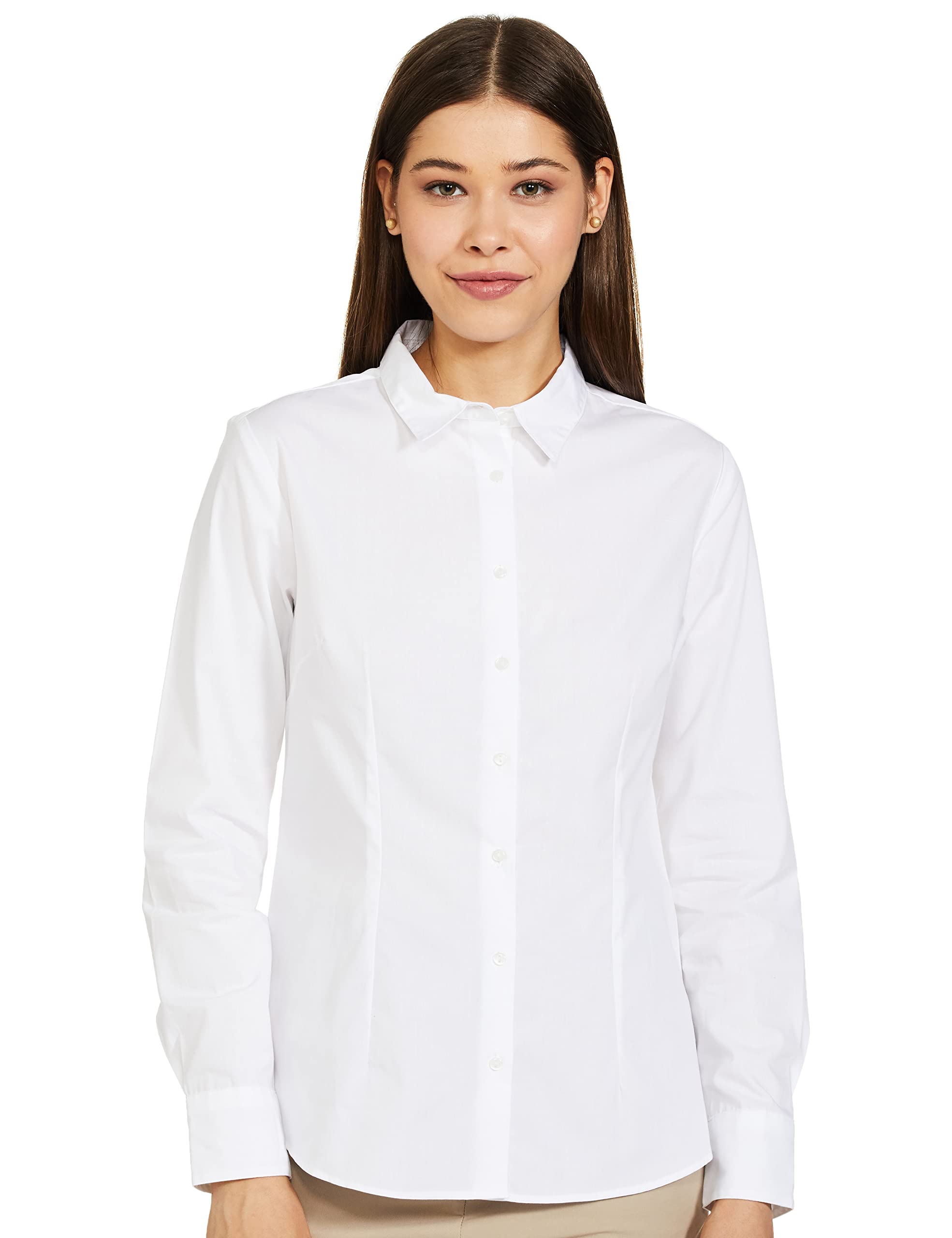 Van HeusenWomen's Regular Fit Solid Full Sleeve Cotton Rich Formal Shirt