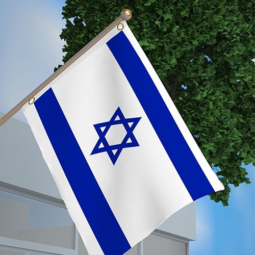 Miniatura 7 de Bandera de Israel, bandera de Israel de 3 x 5 pies, bandera de Israel, decoración de banderas de Israel para exteriores, tela 100% poliéster con