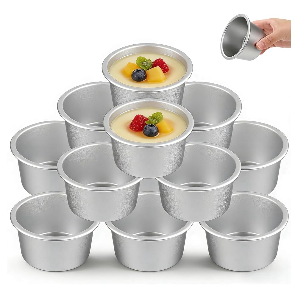 Aundhegrtt Pudding Cup Mold,Individual Popover Pans, Round Nonstick Pie Tart Mold, Raspberry Souffle Baking Maker for,Cake