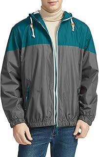 Mymyguoe Oversized Men's Rain Jacket Lightweight Softshell Jacket Waterproof Windproof Colour Block Patchwork Outdoor Jackets Leisure Jacket Functional Softshell Windproof Rain Jacket with Hood